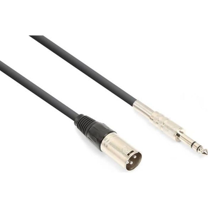 Cordon XLR mâle / jack 6,35 stéréo (3 m)-