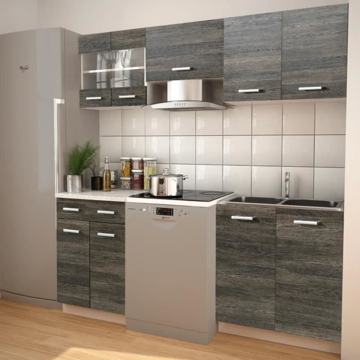 GES Meubles de cuisine 5 pcs avec hotte Aspect wengé★1