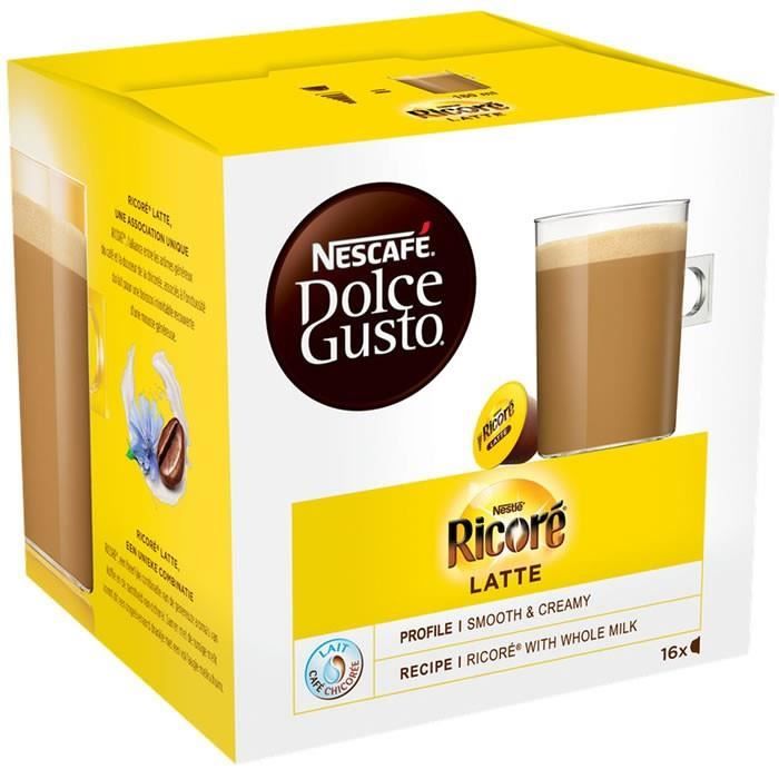 LOT DE 10 - Dolce Gusto - 16 Capsules de Ricoré au lait latte 168 g