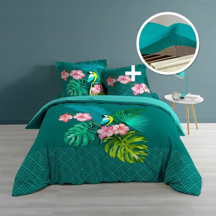 CDaffaires Ensemble parure de couette 260x240 Ladybird + drap housse 160x200 Outremer