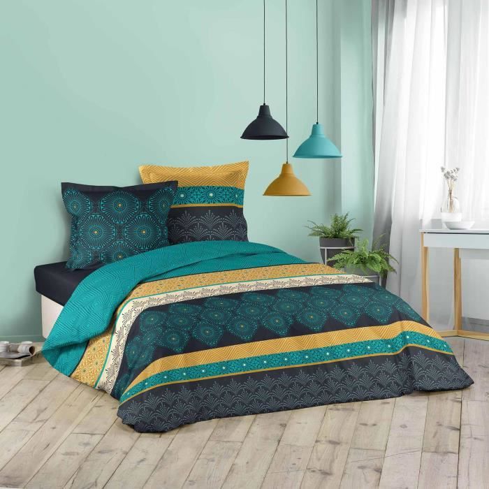CDaffaires parure 3 p. 260 x 240 cm imprime 42 fils allover majorelle