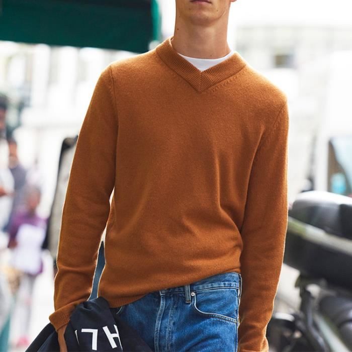 Pull En Laine De Cachemire Fin À Encolure En V Pour Hommes Chandails
