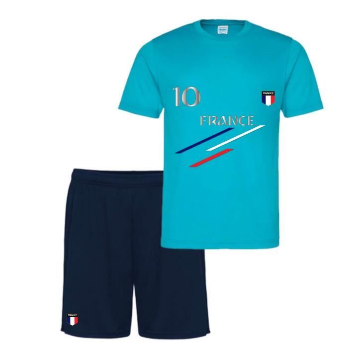 Ensemble short et maillot de France bleu turquoise