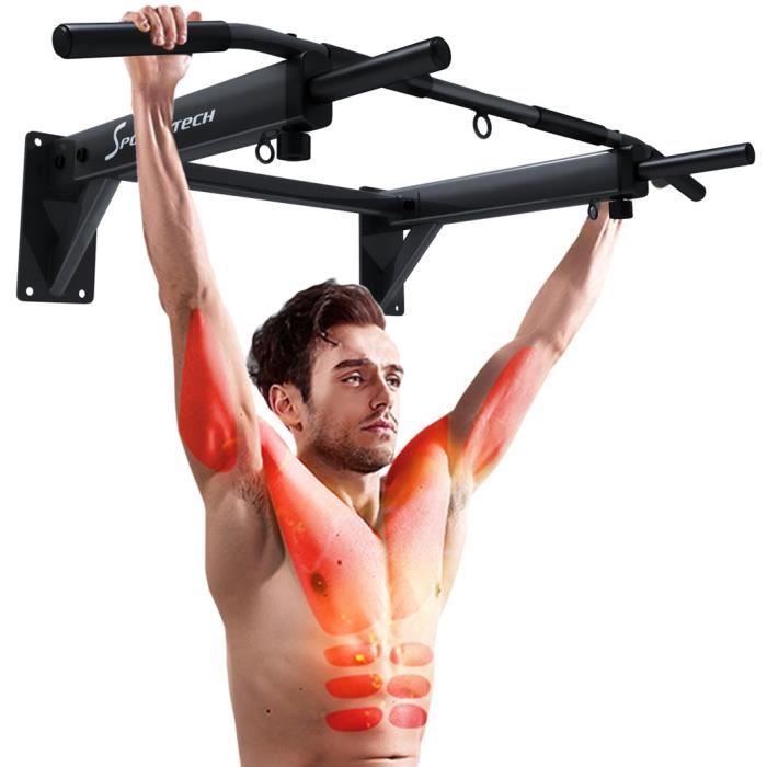 Sportstech Barre de Traction Fixation Murale KS300 Musculation Fitness 3 Anneaux pour TRX, Punching-Ball, élingues poignées antid