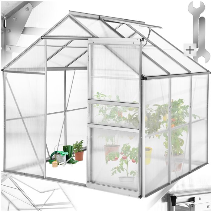 TECTAKE Serre de Jardin Polycarbonate 3,7 m² + 1 Lucarne