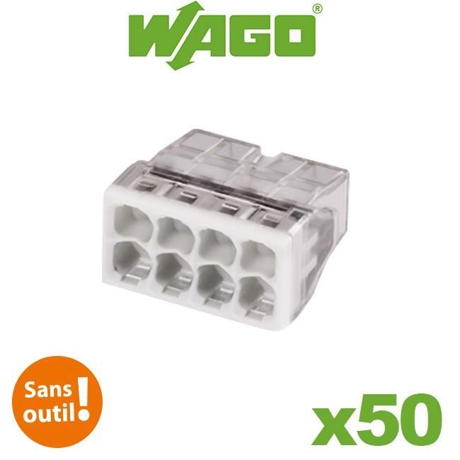 Bornes 8 entrées (0.5-2.5mm) Jaune boite de 50 pièces - WAGO - 2273-206