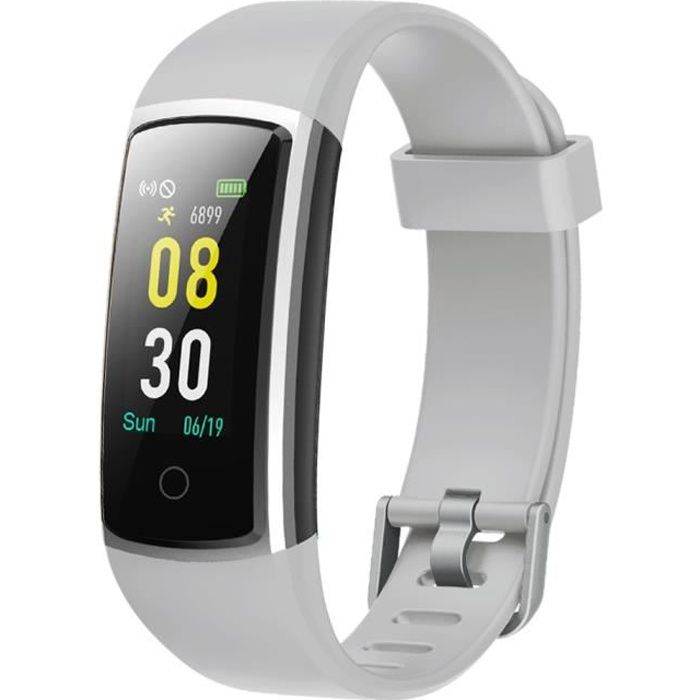 YAMAY Montre Connectée Femmes Homme Bracelet Connecté Tensiomètre Smartwatch Montre Sport Cardio Android iOS Etanche IP68 Gris