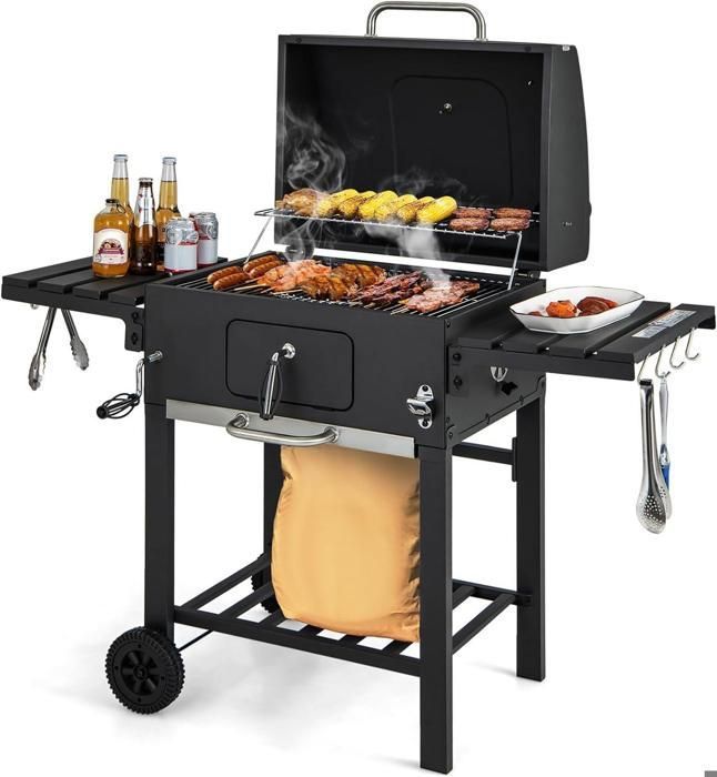 Barbecue Charbon XXL Pliable - Acier Inox - 73x28x76 Cm - Pour 8+ Personnes - Avec Planche à épices