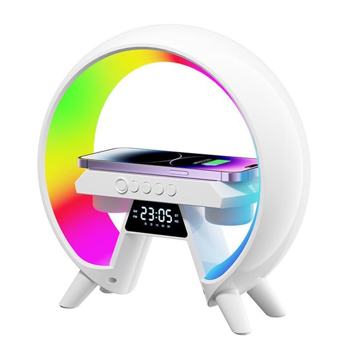 Lampe De Réveil LED Multifonction - Avec Chargeur Bluetooth, Induction, Couleur Blanc