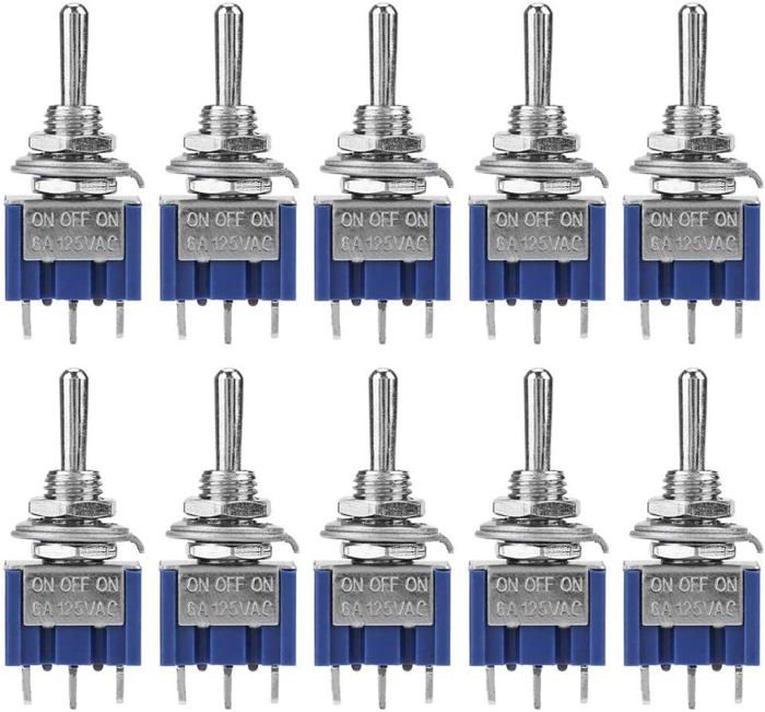 Interrupteur à bascule rond KCD1-224, 19 mm, 250V/6A, 4 broches, noir