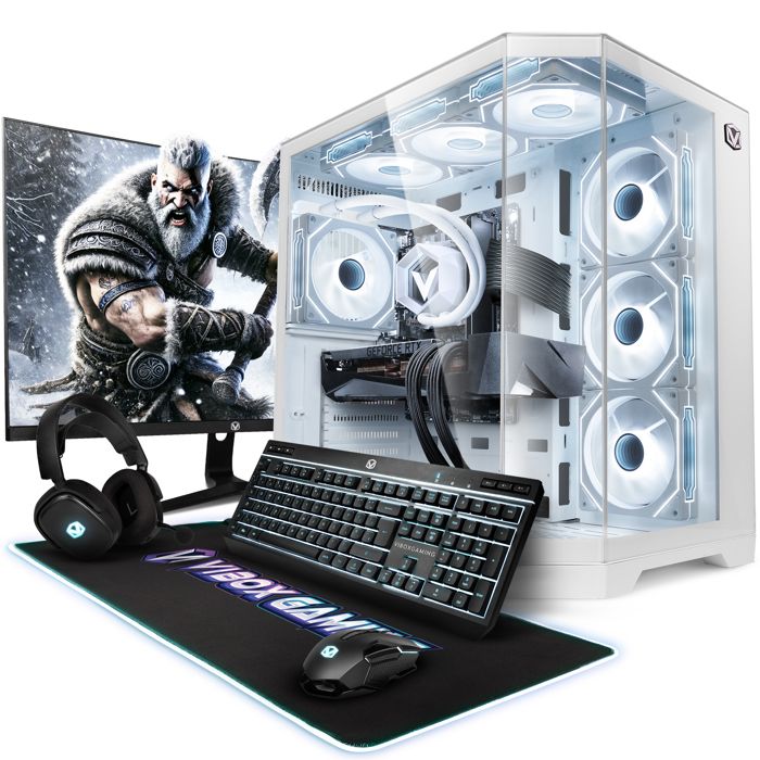 Vibox PC Gamer – 27 Écran – AMD 9800X3D – RTX 5070 Ti 16Go – 32Go RAM – 2To NVMe SSD – Win11 – WiFi – Blanc
