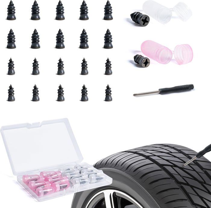 Kit Réparation Pneu Voiture - 40 Vis Caoutchouc + Tournevis - Anti-Crevaison Instantané - CATOR