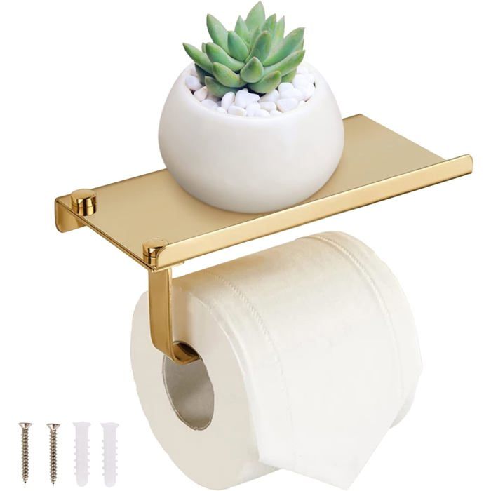 Porte Papier Toilette Avec Etagère, Support Papier Rouleau Sans Perçage
