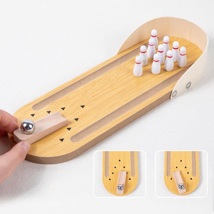 Ancien Mini Jeu De Quilles En Bois - Fabrication Française