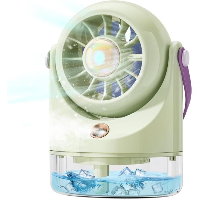 Ventilateur de bureau mini climatiseur mobile avec vaporisateur refroidisseur dair chargement USB pour camping voyage Vert - 1 Like No Other