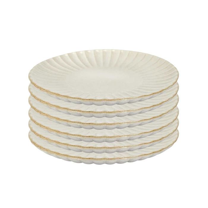 Set de 6 assiettes à dessert beiges en céramique (Ø217cm) - SHELLY