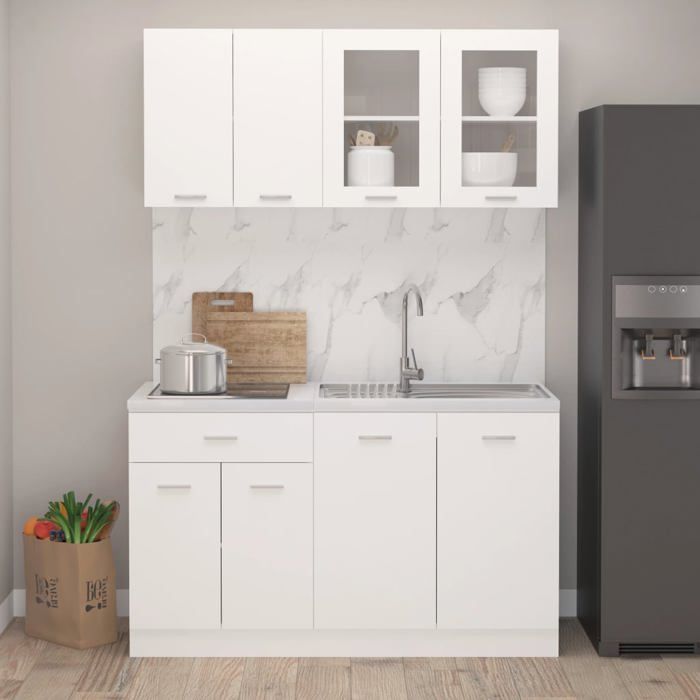 Ensemble de meubles de cuisine - vidaXL - Lyon - Bois dingénierie - Blanc
