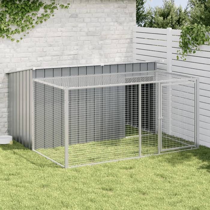 Bon marché - Niche pour chien - Cage Clapier Extérieur - avec cour anthracite 197x194x110 cm plds455684