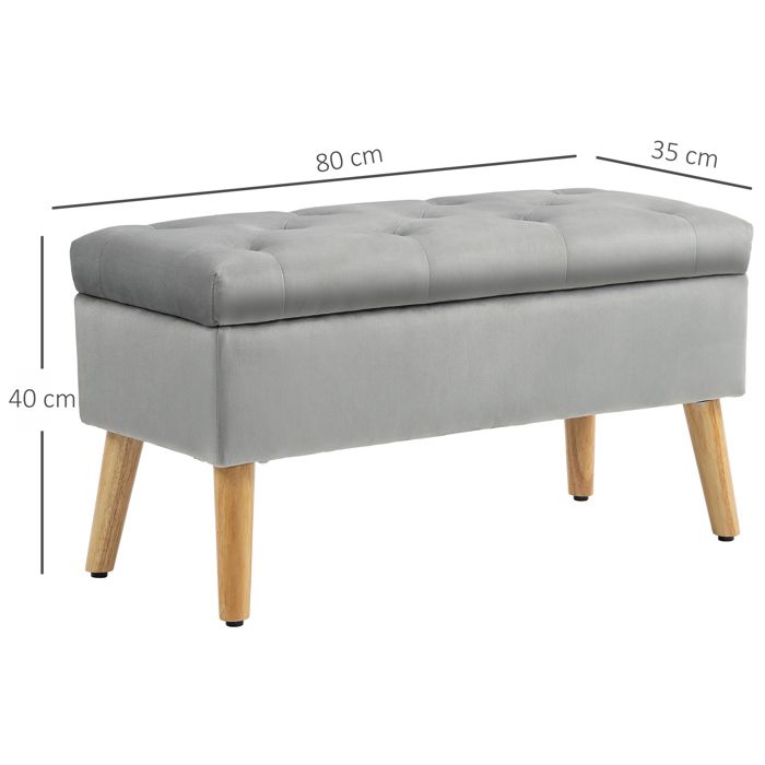 Banc Moderne Rembourré 45x90 Cm Velours Mat Graphite - Banc Élégant Avec Fausse Couture Pour Intérieur