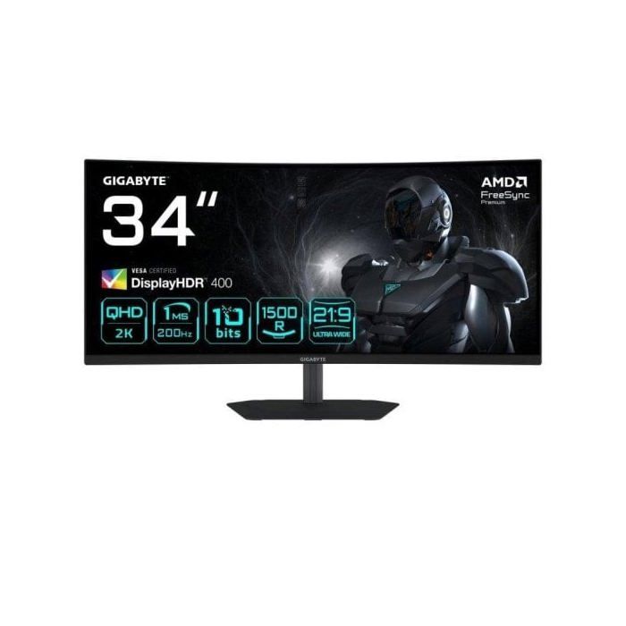 Monitor Gigabyte G34WQC2 34 UltraWide Quad HD 200Hz VA Curvo FreeSync Premium DisplayHDR 400 1ms