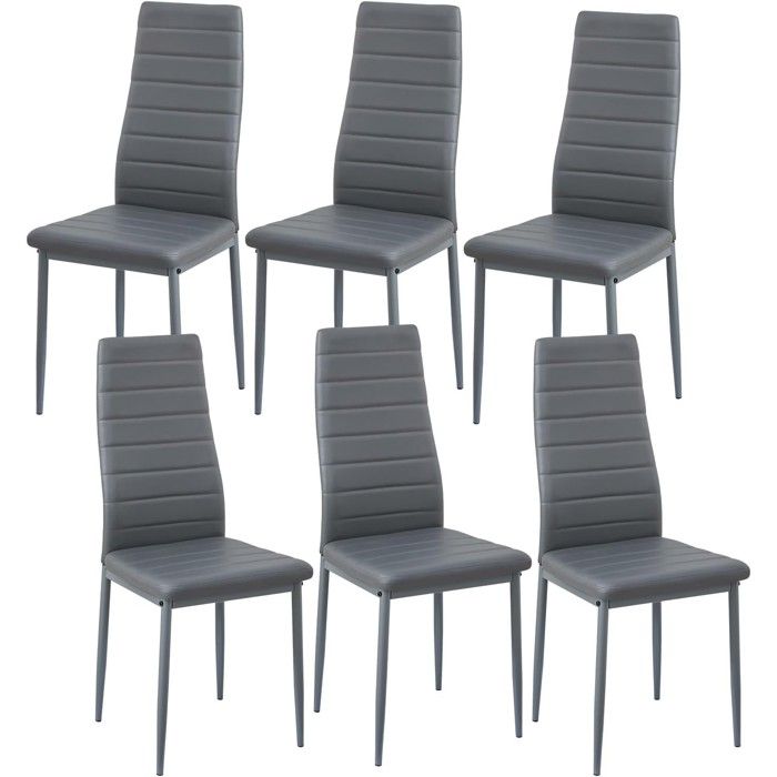 EGGREE Lot de 6 chaises de salle à manger chaises de cuisine modernes avec pieds en métal chaises rembourrées gris
