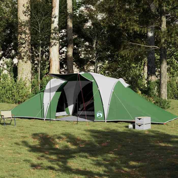 Tente familiale dôme - vidaXL - 6 personnes - Imperméable - 660x438x196 cm - 3 chambres - E-port - Rideaux divisés