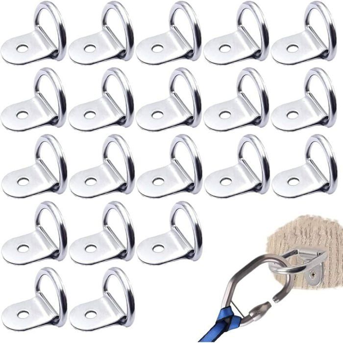 Anneaux D'arrimage Inox 8 Pièces – D-Ring 200 Kg De Charge – Pour Camion, Bateau, Kayak – Avec Mini Tournevis