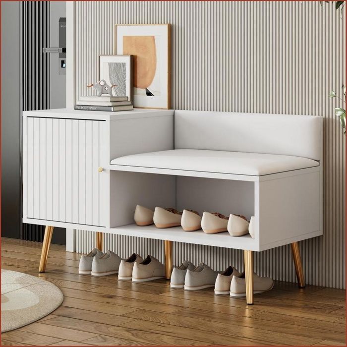Banquette de Rangement Moderne Luxueuse Blanc - Stockage Généreux ...