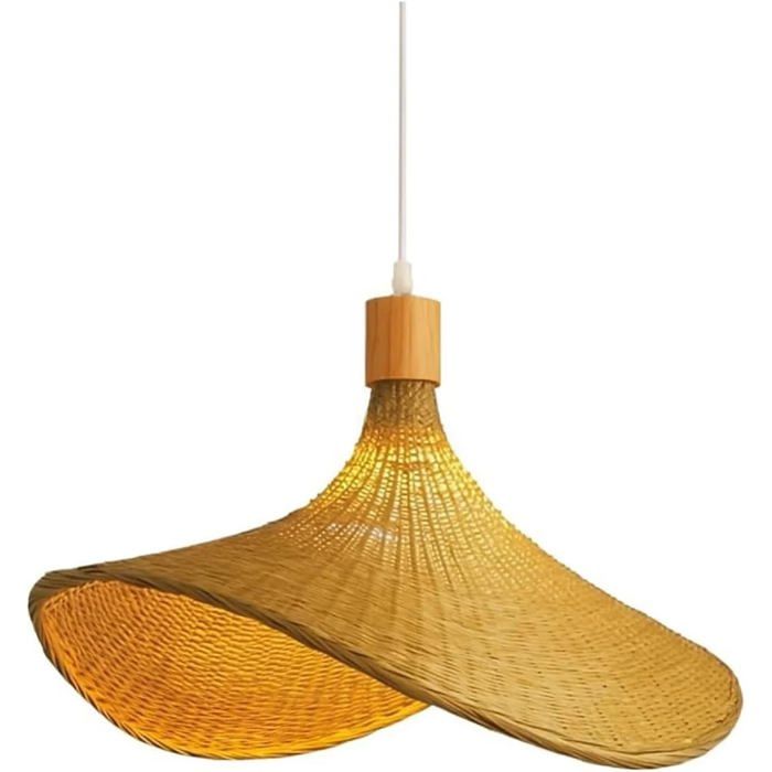 Lustre en bambou tressé à la main style rotin bohème lustre de style champêtre 30 cm. qualité supérieure livraison gratui