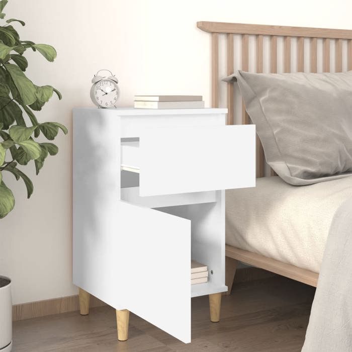 68227 1 pcs Armoire de chevet - MEUBLECHIC - avec rangement - Pour chambre - blanc 40x35x70 cm（Printemps/été soldes）