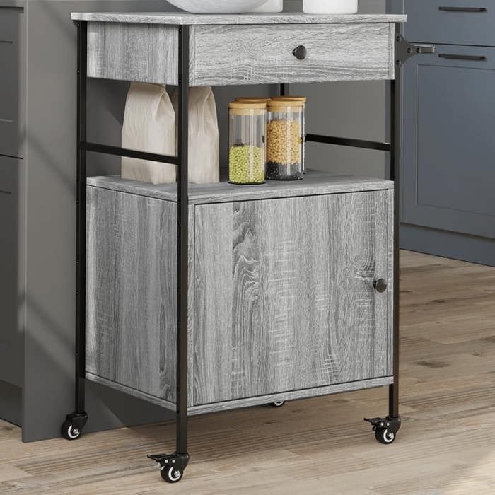 Gris Chariot de cuisine sonoma gris 56x43x89 5 cm bois dingénierie - Dessertes H11014