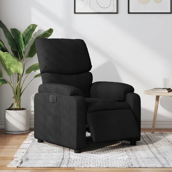 Chaise électrique 1 PERSONNE Noir - Magnifique Fauteuil inclinable relax Noir Tissu 75x99x99cm 9651