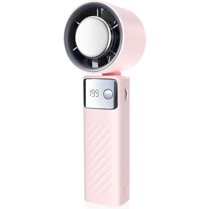 Ventilateur Portable Mini Ventilateurs Rechargeable 5000mAhPetit Ventilateurs Usage MainCou ou Pliable Refroidissement FanRose