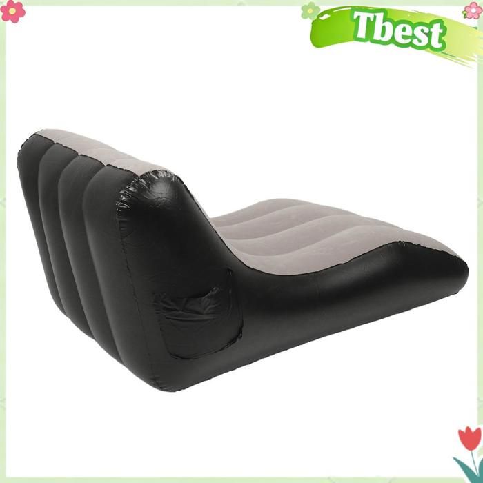 Tbest chaise gonflable floquée Canapé gonflable en PVC floqué chaise gonflable pour salons Camping voyages meuble sofa Brun