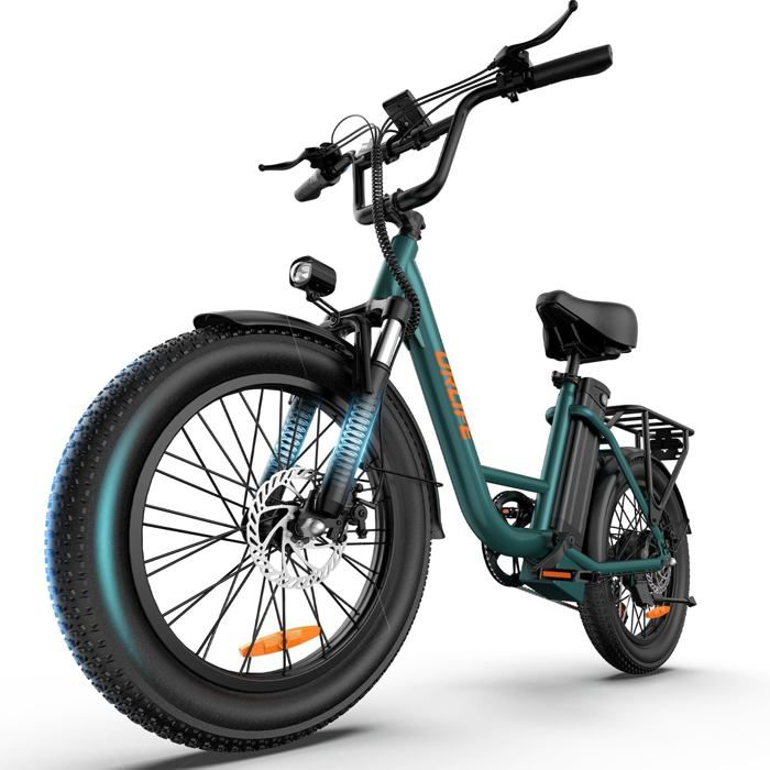 URLIFE Vélo électrique urbains 20 x 3.0 Pneus gras Fat bike 48 V 13 Ah Batterie 250 W Moteur VTT Électrique à 7 vitesses Vert