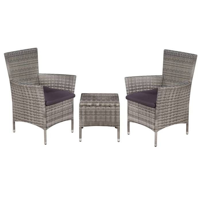 VIDAXL Ensemble Table bar avec chaises (3 pcs) - ANTI-UV - Résine tressée Gris 41x41x42 cm M9321 VIDAXL Ensemble Table bar avec chaises (3 pcs) - ANTI-UV - Résine tressée Gris 41x41x42 cm M9321