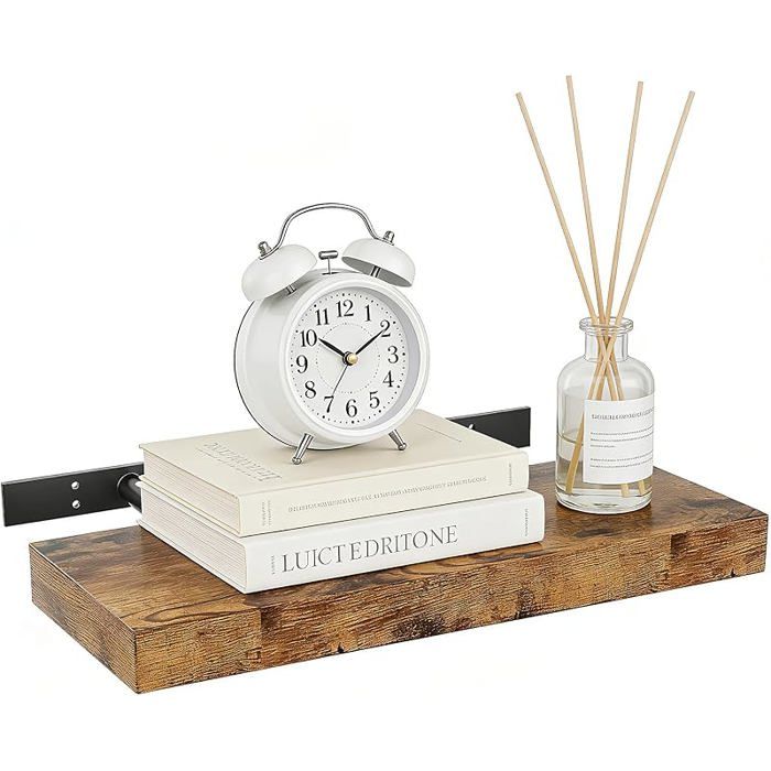 FREEA Étagère Murale 40CM Étagère Suspendue Étagère Murale en Bois pour Maison Salon Salle de Bain Bureau Cuisine (Brun)