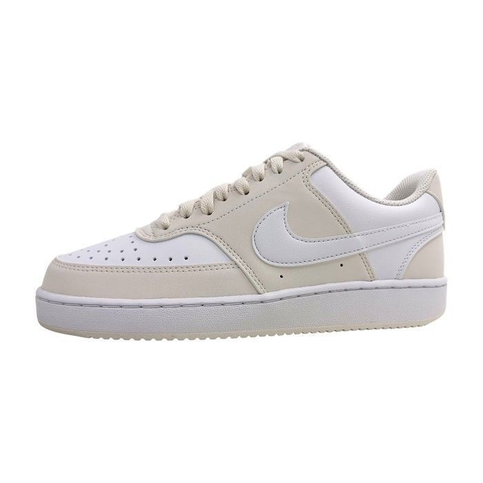 Femmes Nike Baskets Court Vision Low Textile Lacets Plat - Blanc/beige 002