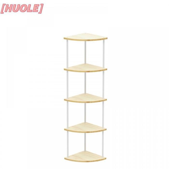 Étagère triangulaire à 5 niveaux de 124 cm de haut – Idéale pour le salon la cuisine et la chambre couleur érable blanc.