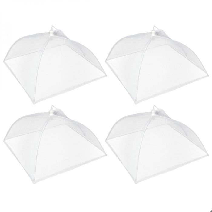 Lot de 4 cloches alimentaires pliables couvercle anti mouches - 44 x 44 cm - Linxor