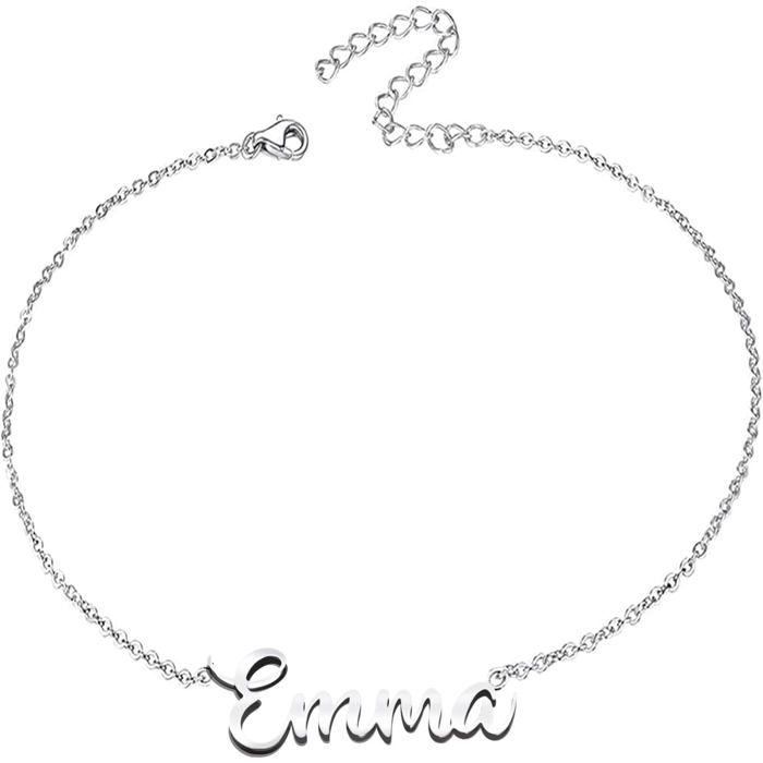 Bracelet Pour Femme Avec Prénom En Acier Inoxydable-Pendentif Prénom Personnalisé Argenté Pour Femme-Cadeaux Personnalisés P[PP266]