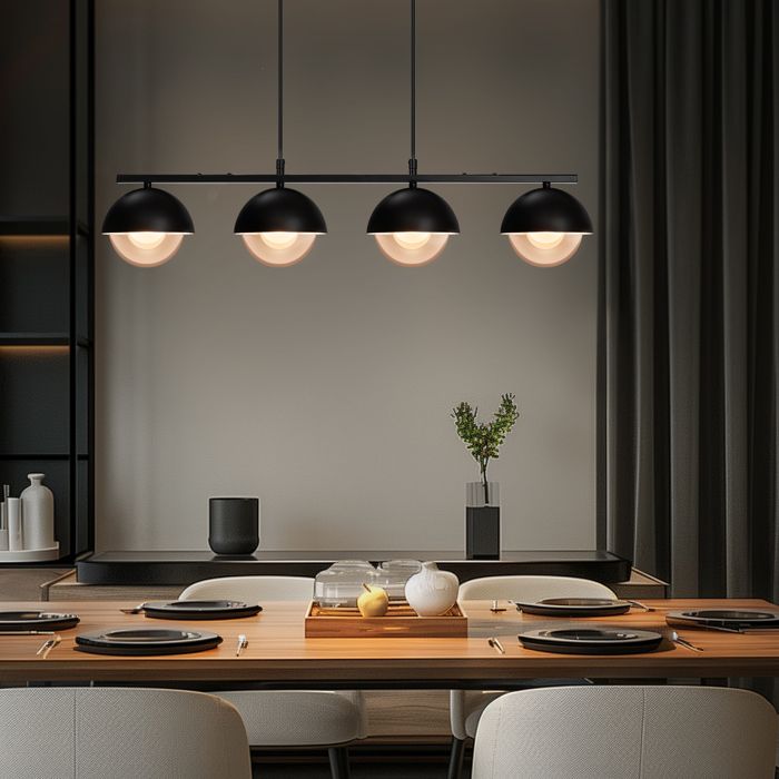 Lustre – 4 douilles G9 – Hauteur réglable – Compatible avec les ampoules LED G9 (ampoules non incluses) – Noir
