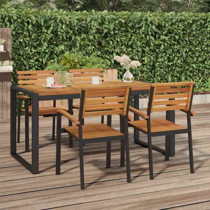 Les SoldesTable de jardin( 1 pc )- Table cuisine - ANTI-UV - 4 personnes - et pieds en forme de U 160x80x75 cm bois acacia fzf43e