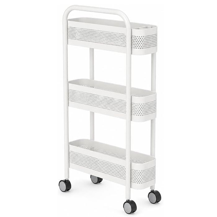 DESSERTE DE CUISINE Étroite Chariot De Cuisine 3 Niveaux Avec Roulettes Meuble à Interstice Pour Salle De Bain Balcon Blanc