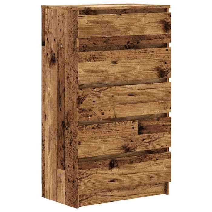 NOUVEAU Cabinet latéral industriel - Commode - vieux bois - 60x36x103cm bois dingénierie - Anti lhumidité - pour salon49906