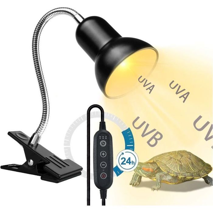 Lampe Chauffante Reptile - [MAX®] - Minuterie 360° - E27 - Réglage Température 4 Niveaux