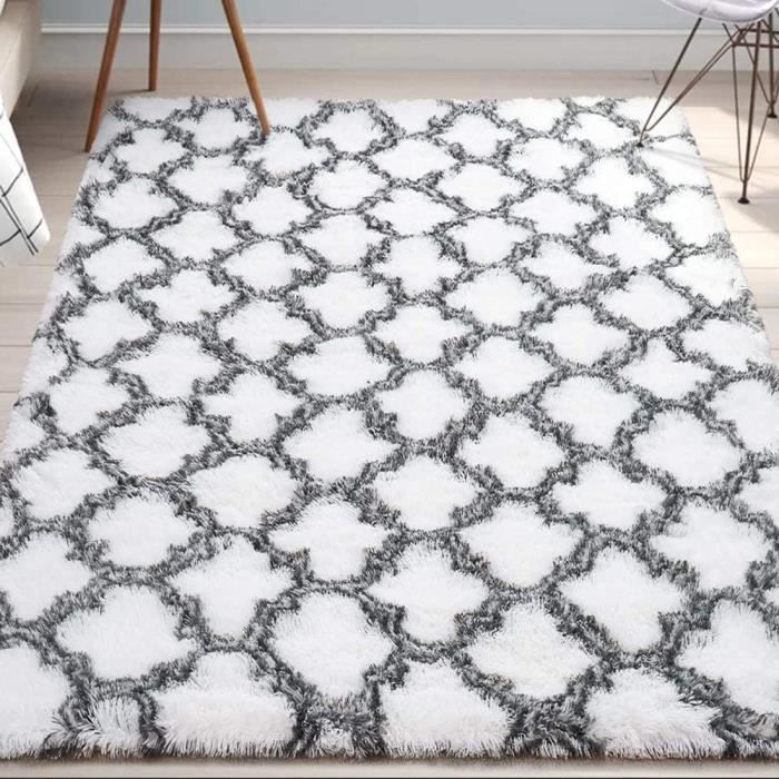 Comparer les prix de tapis de salon,ANNEFLY Tapis en peluche doux Tapis moelleux Moelleux Grand Tapis en peluche pour Salon Chambre Blanc(160x200cm)
