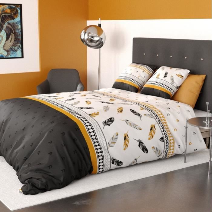 Housse de couette 260x240 Plumes + 2 taies coton 57 fils - Cdiscount Maison