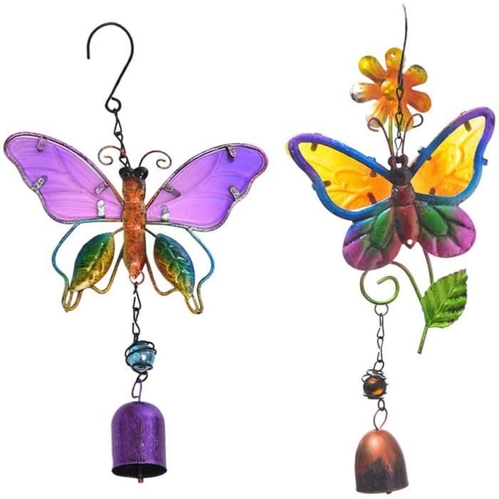 Hippolytusiart Carillon éolien En Forme De Libellule Pour L'extérieur Avec Argent Vif, 73,7 Cm Pour Créer Une Atmosphère Zen Pour L'extérieur, Jardin