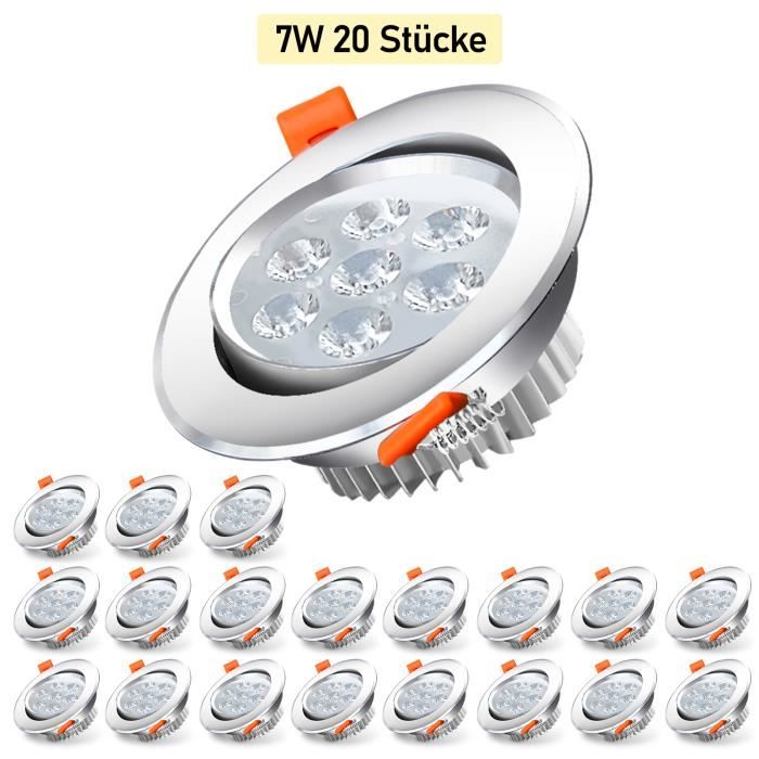 Lot de 10 Spots Encastrable LED Intégrés spots à encastrer Blanc froid LED spots orientables éclairage plafond 7W LIGNE DE SPOTS